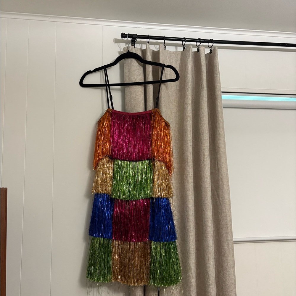 Nasty Gal Multicolor Fringe Dress